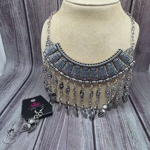 Paparazzi Silver and Black Statement Necklace